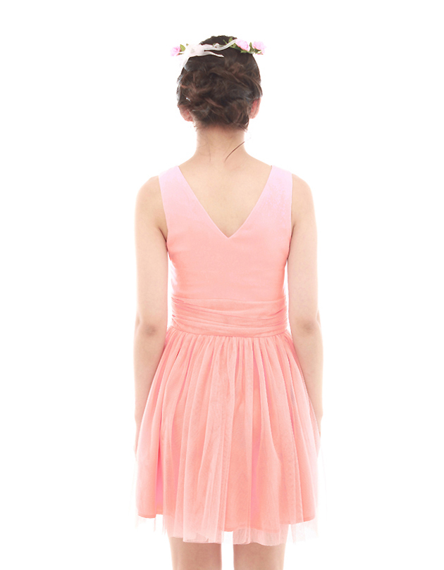 Vera Tulle Dress in Peach